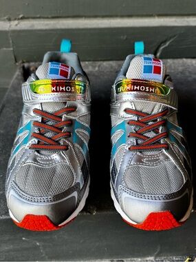 Tsukihoshi Silver, Teal & Red Kids' Sneakers